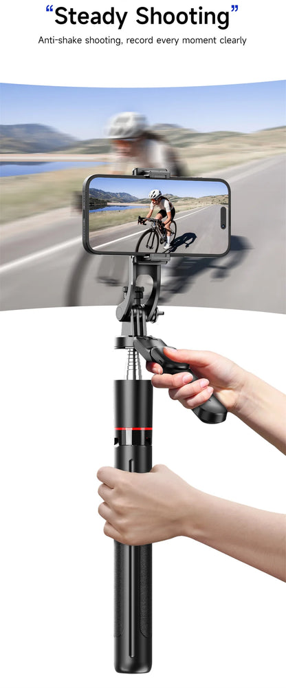 MEUYAG 1708mm Long Selfie Stick Tripod – 3-in-1 Monopod with Fill Light & Bluetooth Remote