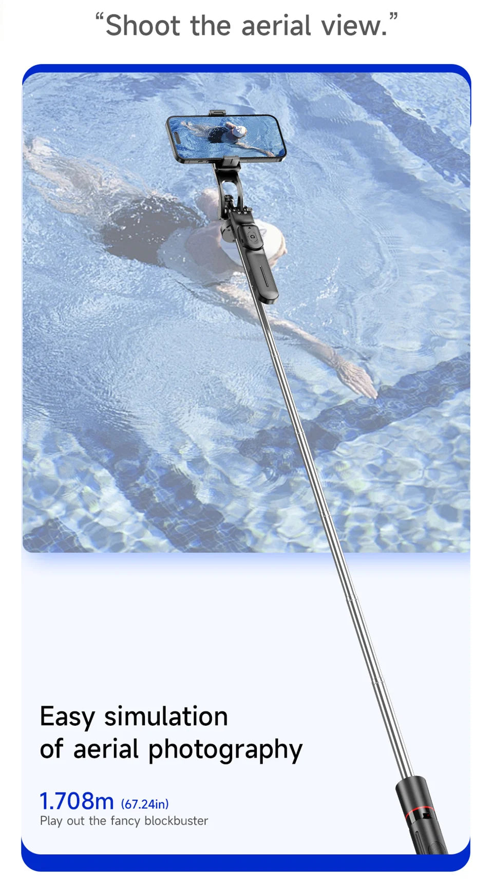 MEUYAG 1708mm Long Selfie Stick Tripod – 3-in-1 Monopod with Fill Light & Bluetooth Remote
