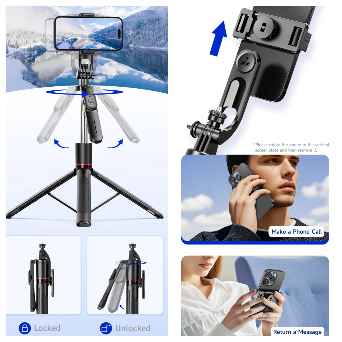 MEUYAG 1708mm Long Selfie Stick Tripod – 3-in-1 Monopod with Fill Light & Bluetooth Remote