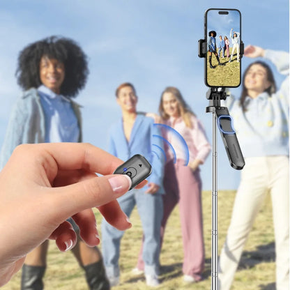 MEUYAG 1708mm Long Selfie Stick Tripod – 3-in-1 Monopod with Fill Light & Bluetooth Remote