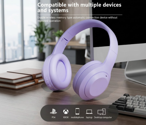 Lenovo noise-canceling Bluetooth 5.3 wireless headphones, foldable over-ear style, dual-connection, HiFi sound quality.